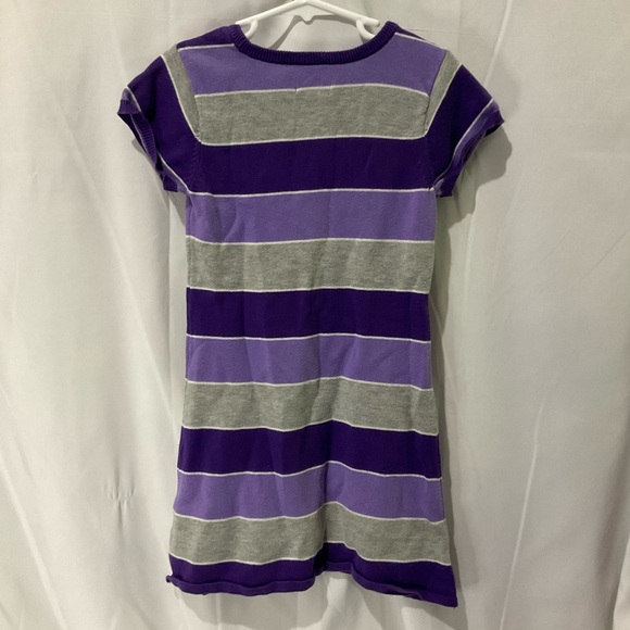 Children’s Place Girls Striped Everyday Short Sleeve Dress Size 5/6 Purple/Grey - Picture 12 of 16
